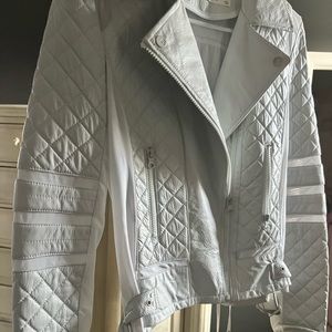 All Yoga White Leather Jacket Size L